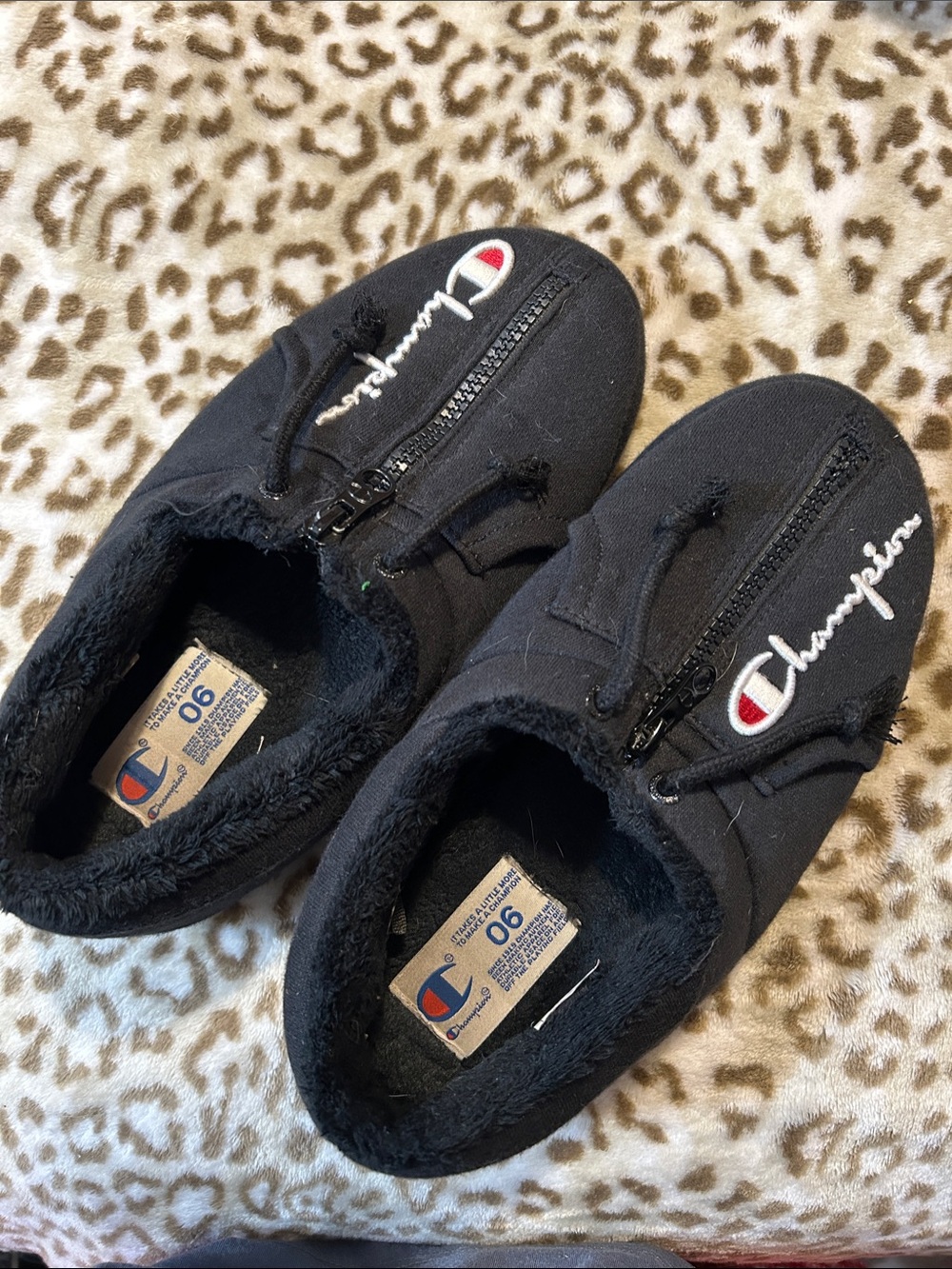 Champion' Black Slip-On Shoes with Zipper